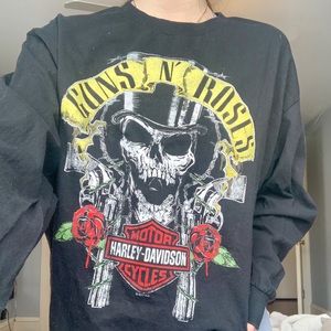 guns and roses harley davidson long sleeve t shirt